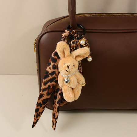 Porte-clés en tissu imprimé léopard, motif cœur et animal, collection Simple 2