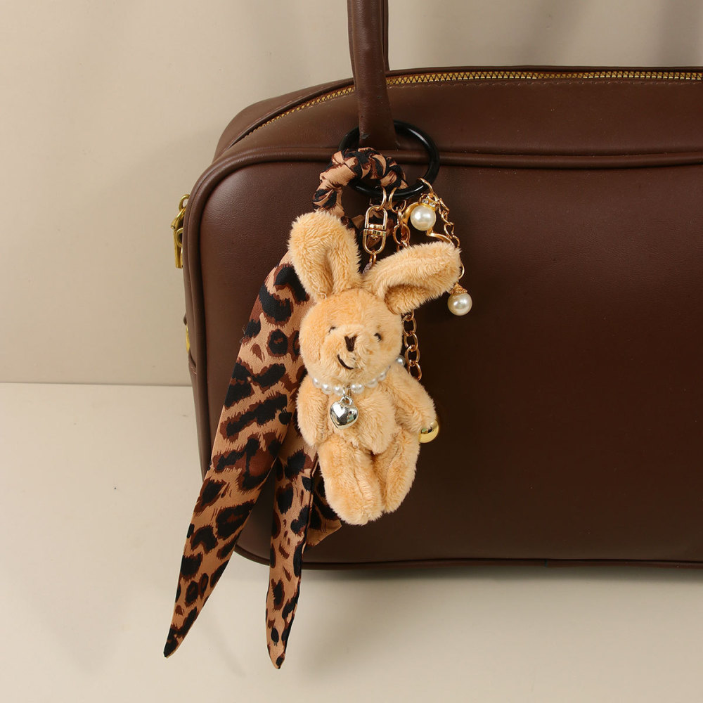 Porte-Clés En Tissu Imprimé Léopard, Motif Cœur Et Animal, Collection Simple h5Image2