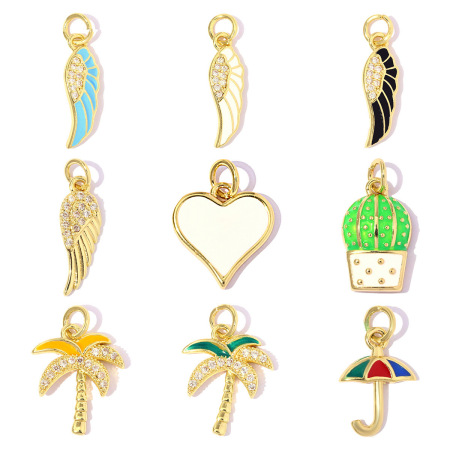Pendentifs Pour Femmes, Collection Romantique, Forme Irrégulière, Motif Plante, Couleur Cuivre Et Or, Zircon.