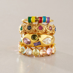 Bagues Pour Femmes En Acier Inoxydable Doré, Étanches, De Forme Irrégulière Et Ornées De Zircon, Collection Luxueuse. h5 Image3