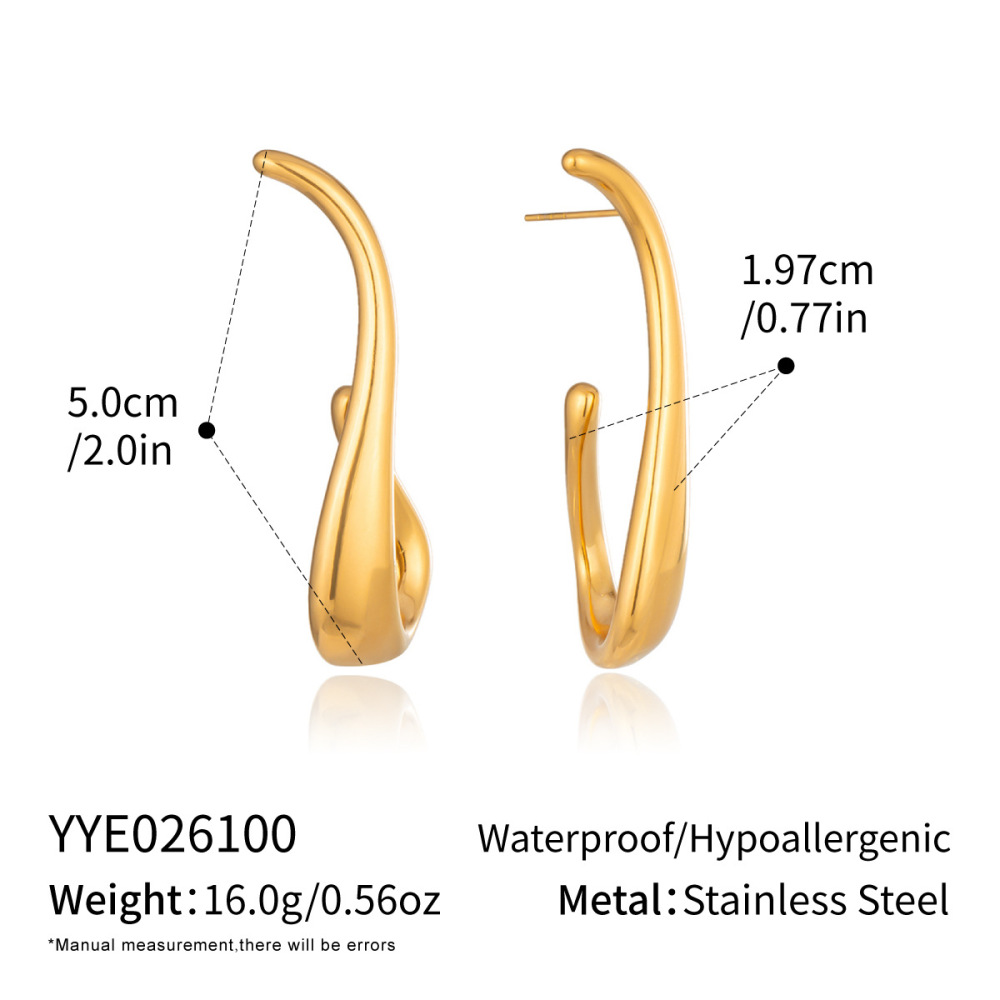 Boucles D'Oreilles Puces Pour Femmes En Acier Inoxydable, Étanches, En Forme De U, Couleur Or