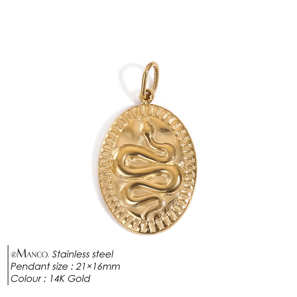 Pendentifs Pour Femmes, Collection Romantique, Forme Irrégulière, Serpent, En Acier Inoxydable Étanche, Couleur Or