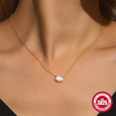 Colliers simples en argent sterling 925 de couleur or pour femmes 2