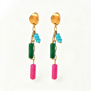 Boucles D'Oreilles Pendantes Pour Femmes, Modèle Daily Tassel, En Acier Inoxydable, Étanches, Couleur Or, De La Collection Simple Series. h5 Image5