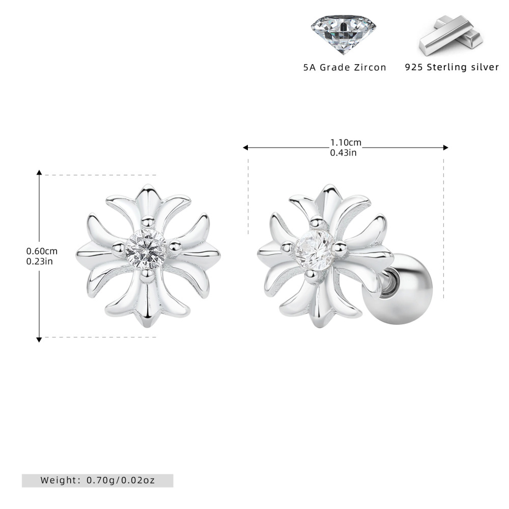 Boucles D'Oreilles Élégantes Pour Femmes, De Forme Géométrique Irrégulière, Plaquées Rhodium, En Argent Sterling 925.