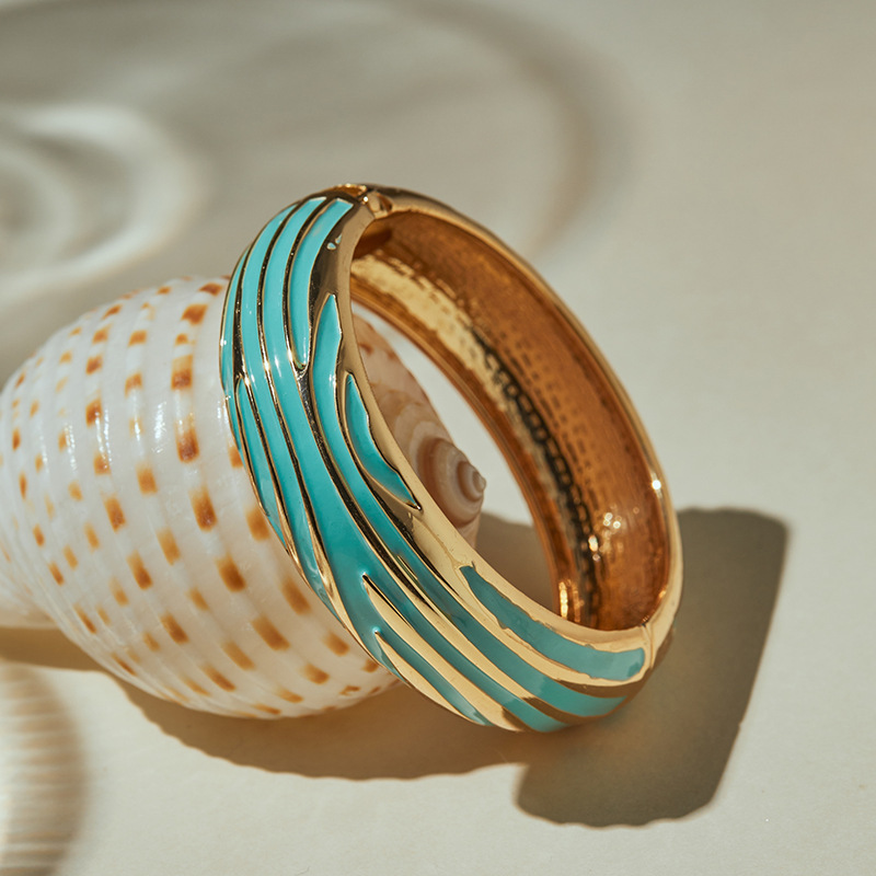 Bracelets Pour Femmes En Alliage Émaillé De Forme Géométrique Rétro Image4