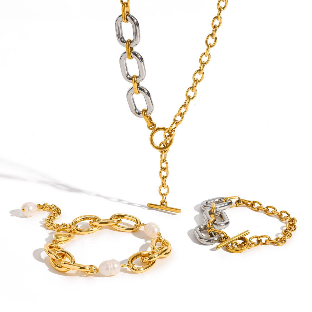 Ensembles De Colliers Pour Femmes En Acier Inoxydable, Couleur Or, Série Classique Image4