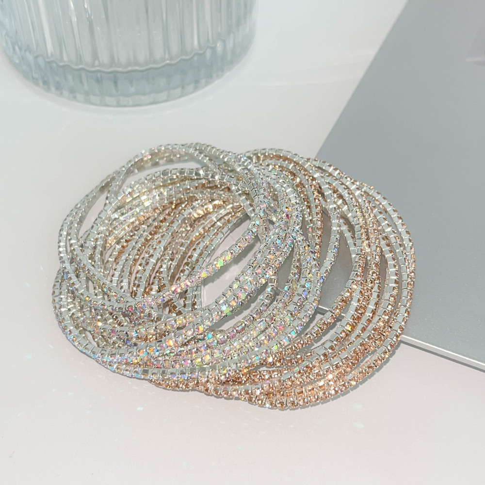 Bracelets À Maillons Élastiques Simples Pour Femmes Avec Strass h5Image3