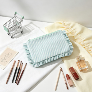 Trousses À Maquillage Simple Series Sweet Solid Color Stripe En Polyester h5 
