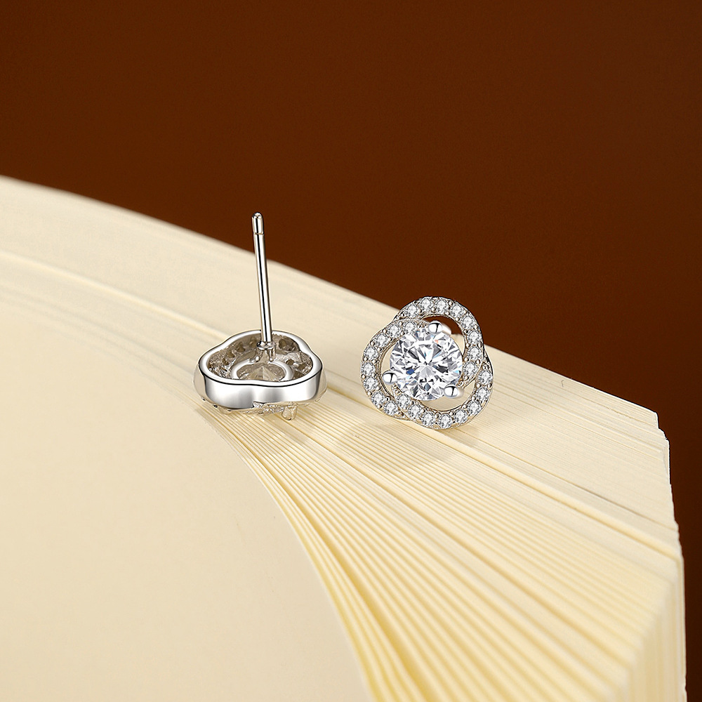 Boucles D'Oreilles Pour Femme En Moissanite, Forme Géométrique Simple Et Luxueuse, Argent Sterling 925 Plaqué Rhodium, Collection Luxueuse h5Image3