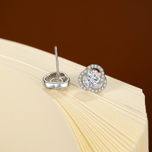 Boucles D'Oreilles Pour Femme En Moissanite, Forme Géométrique Simple Et Luxueuse, Argent Sterling 925 Plaqué Rhodium, Collection Luxueuse h5 Image3