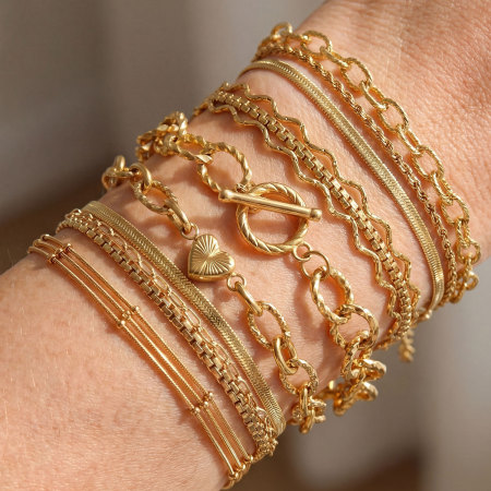 Bracelet chaîne classique Simple Series en acier inoxydable étanche couleur or pour femme 2