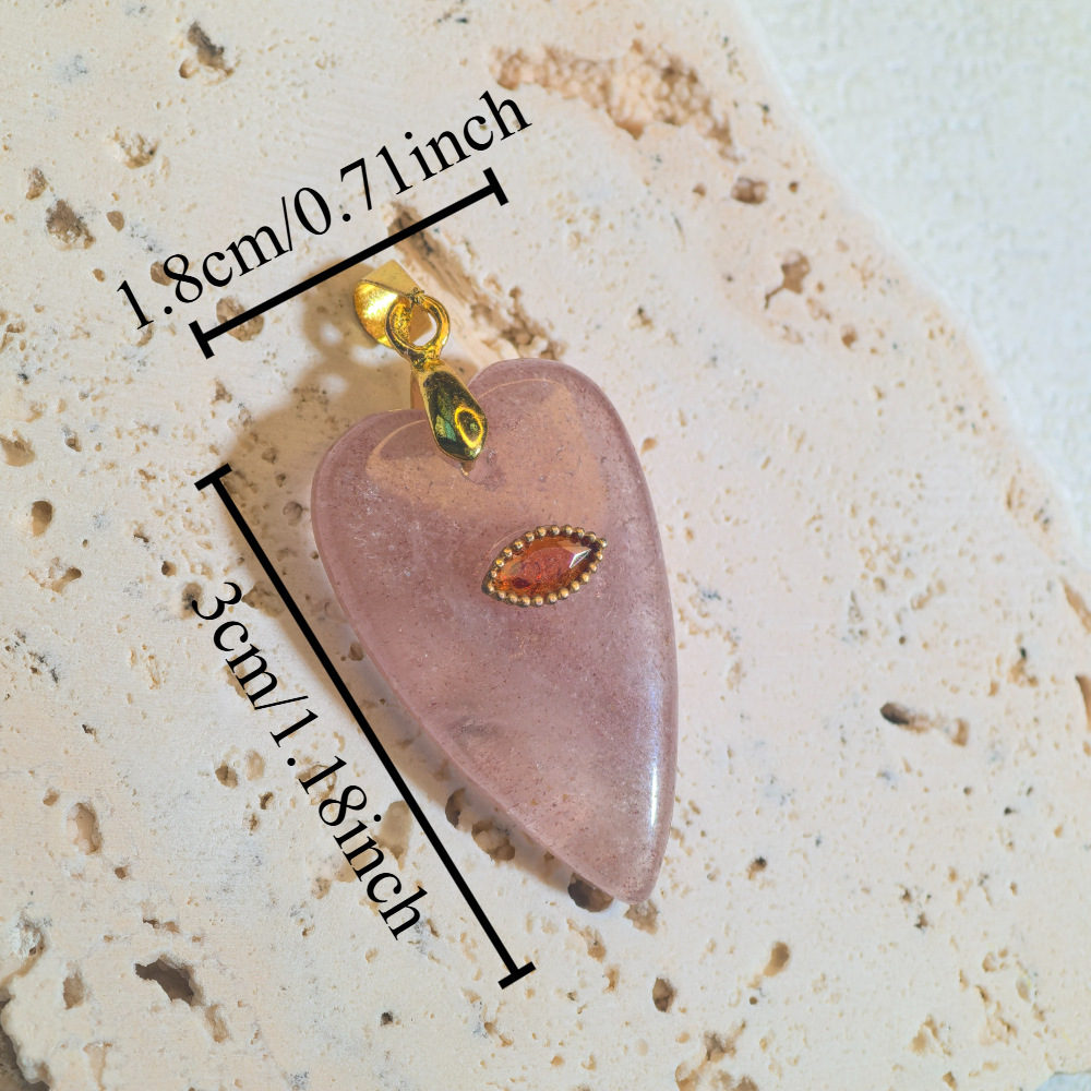 Pendentifs Pour Femmes En Forme De Cœur Avec Pierres Naturelles Œil-De-Diable Et Zircon Couleur Or Image4