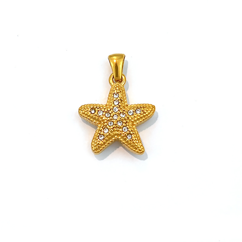 Pendentifs Pour Femmes En Acier Inoxydable Étanche, Couleur Or, Style Océanique, Ornés De Strass Image4