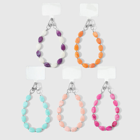 Chaîne de téléphone en alliage avec perles unies de couleur unie, série simple.