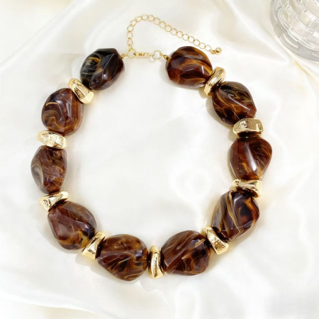 Colliers de perles rétro en acrylique pour femmes