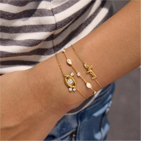 Bracelet à breloques pour femme Simple Series Elegant Devil's Eye en acier inoxydable étanche avec zircon