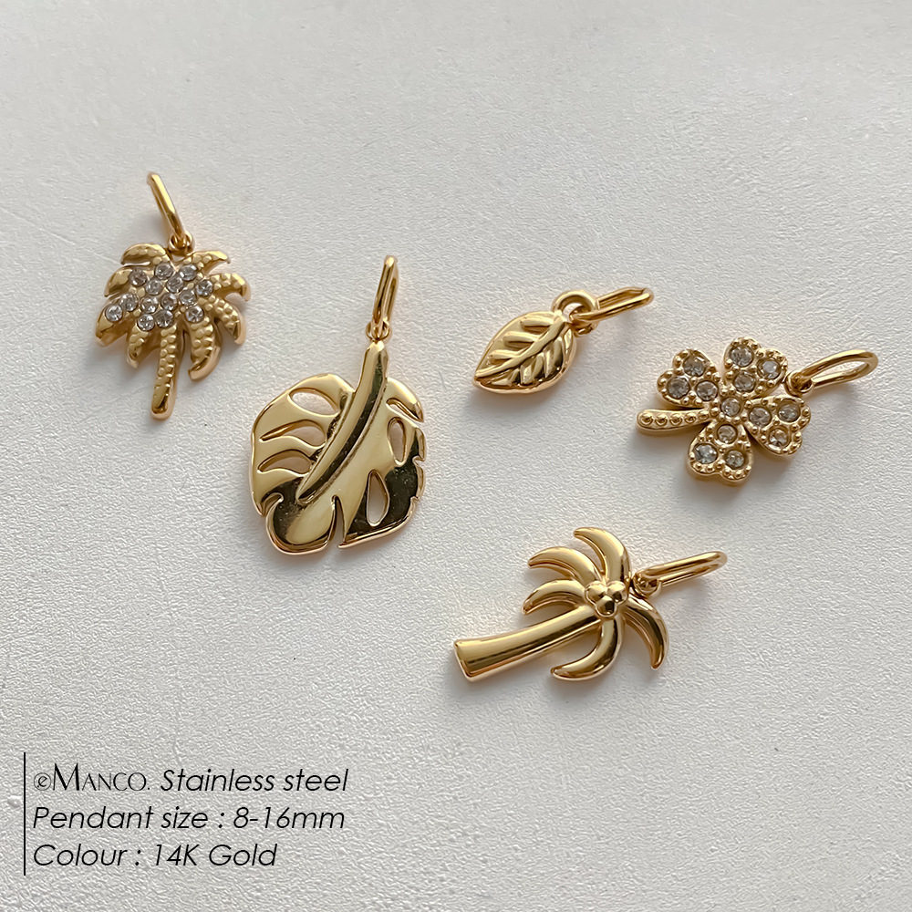 Pendentifs Pour Femmes En Acier Inoxydable, Couleur Or, Motif Feuille À Faire Soi-Même, Série Classique Image4