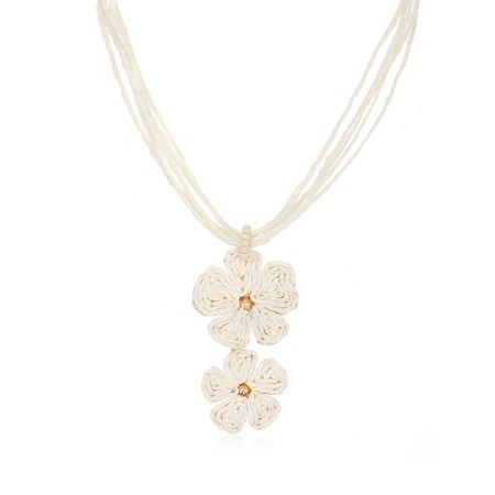 Colliers tressés en raphia à motif floral et feuilles, collection romantique pour femmes 2