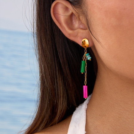 Boucles d'oreilles pendantes pour femmes, modèle Daily Tassel, en acier inoxydable, étanches, couleur or, de la collection Simple Series.