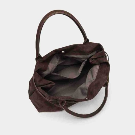 Sacs cabas pour femmes en daim uni, style décontracté, avec détails métalliques 2