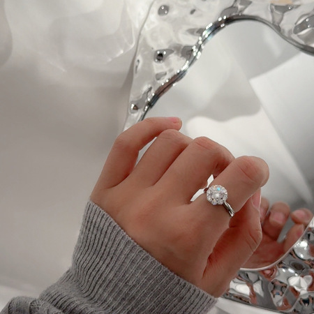 Bagues pour femmes en moissanite, forme géométrique classique, argent sterling 925 plaqué rhodium, collection de luxe 2