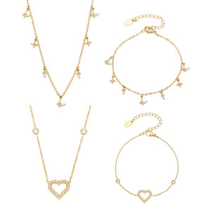 Colliers Pendentifs Pour Femmes, Collection Simple, Élégants, En Forme De Cœur Et D'Étoile, En Acier Inoxydable Étanche, Couleur Or h5 Image5