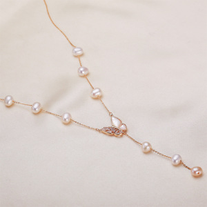 Collier De Perles Pour Femme, Collection Simple Series Elegant Beads, Perles Papillon D'Eau Douce, Plaqué Platine h5 Image4
