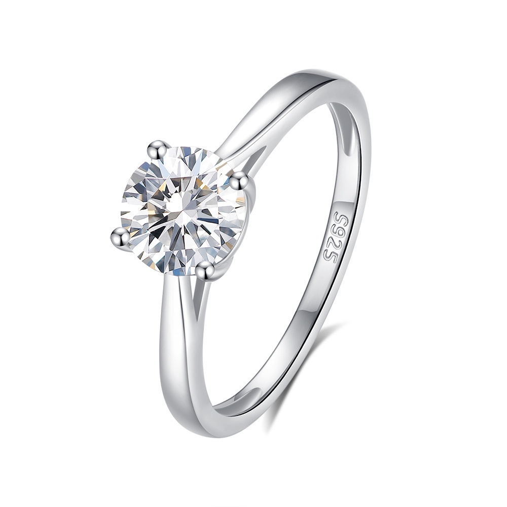 Bagues Pour Femmes En Moissanite, Plaquées Platine, En Argent Sterling 925, Collection Simple Et Élégante.