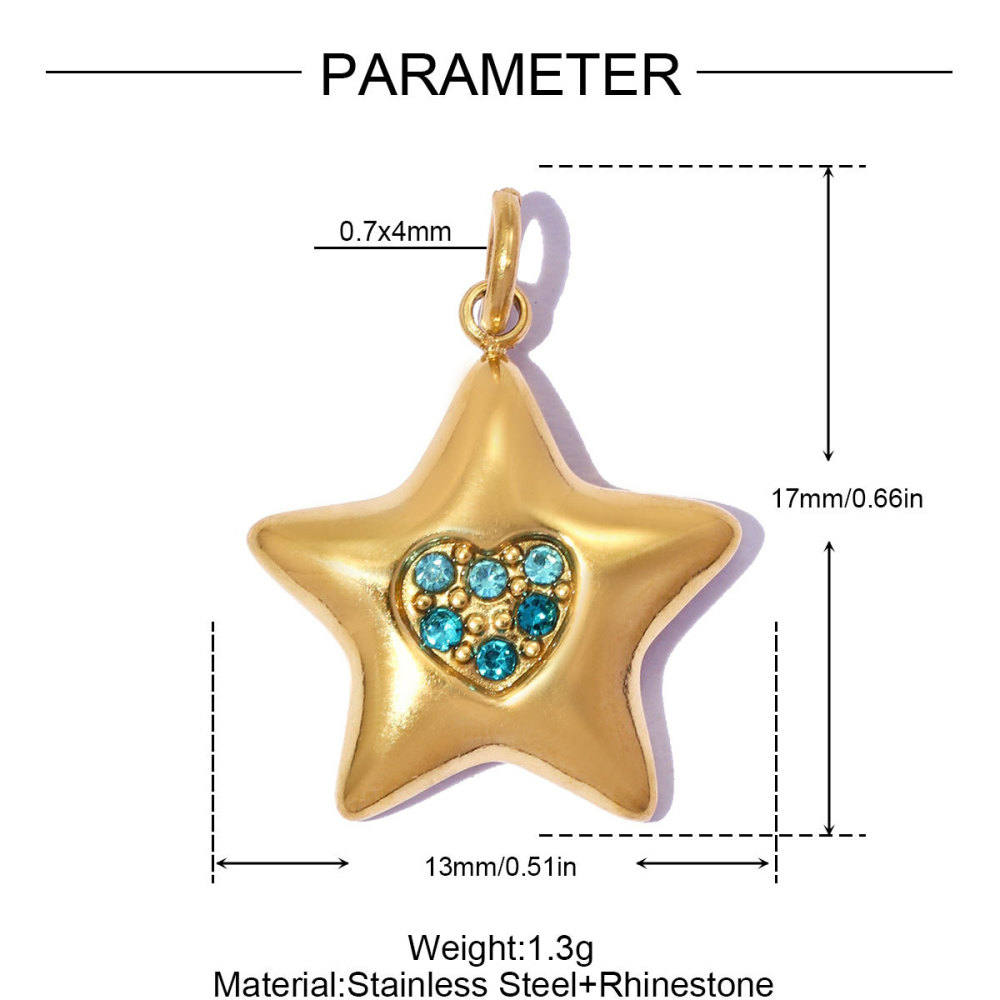 Pendentifs Pour Femmes En Acier Inoxydable, Couleur Or, Ornés De Strass, Motif Cœur Et Étoile (Série Simple)