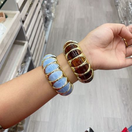 Bracelets en acrylique à perles pour femmes, style punk, dégradé de couleurs, formes géométriques. 2