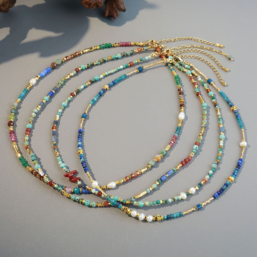 Ensembles De Colliers Pour Femmes En Perles Rétro Et Pierres Naturelles De La Série Classique h5Image3