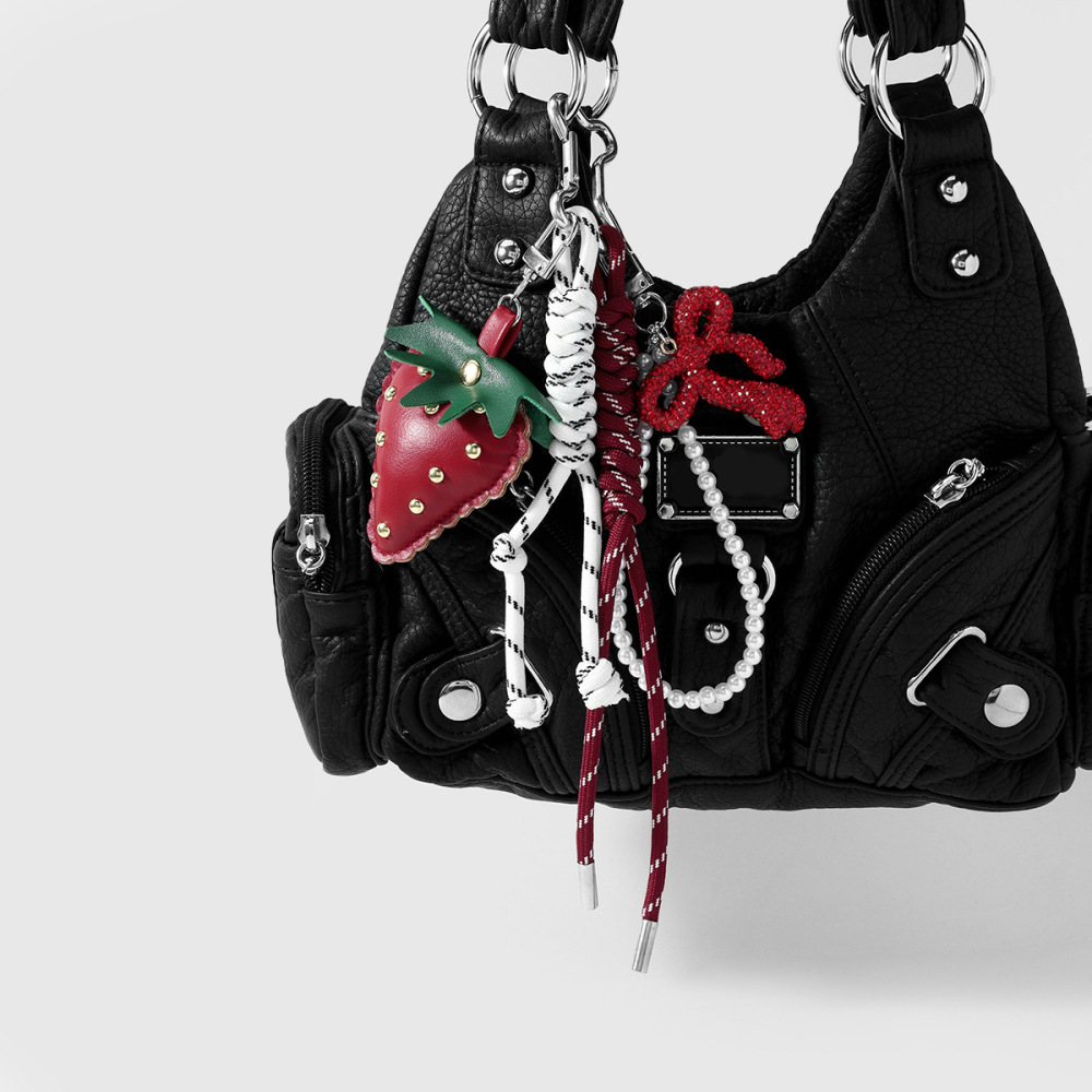Breloques Pour Sac En Corde Tressée À Fraise, Nœud Papillon Quotidien, Étoile h5Image3