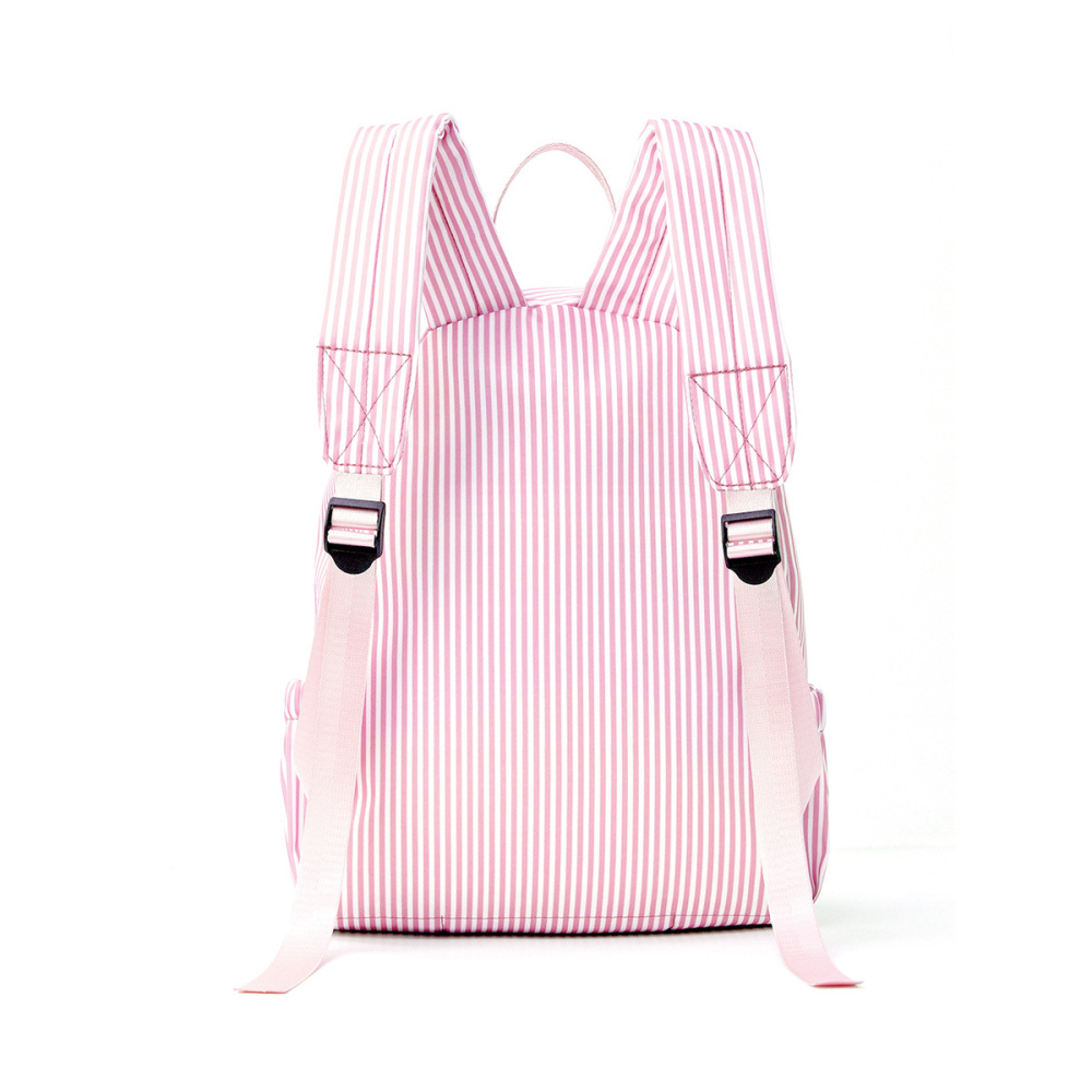 Sac À Dos Femme En Coton À Rayures Imprimées, Style Décontracté h5Image4