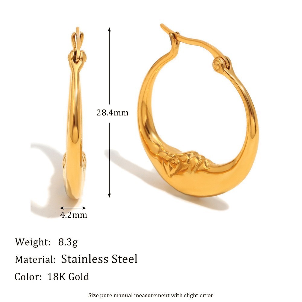 Boucles D'Oreilles Créoles Pour Femmes En Acier Inoxydable Étanche, Couleur Or, Ornées De Strass 