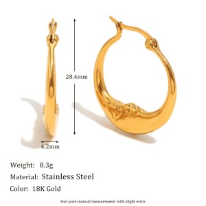 Boucles D'Oreilles Créoles Pour Femmes En Acier Inoxydable Étanche, Couleur Or, Ornées De Strass h5 