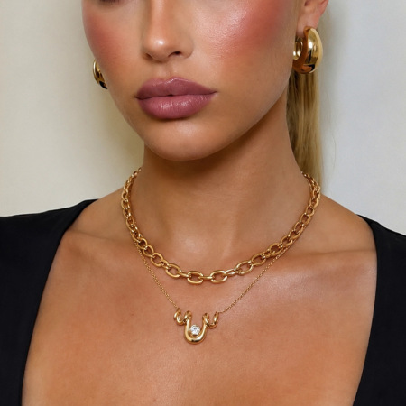 Colliers pendentifs pour femmes, collection Simple Series Casual Twist Lines, en acier inoxydable étanche, couleur or