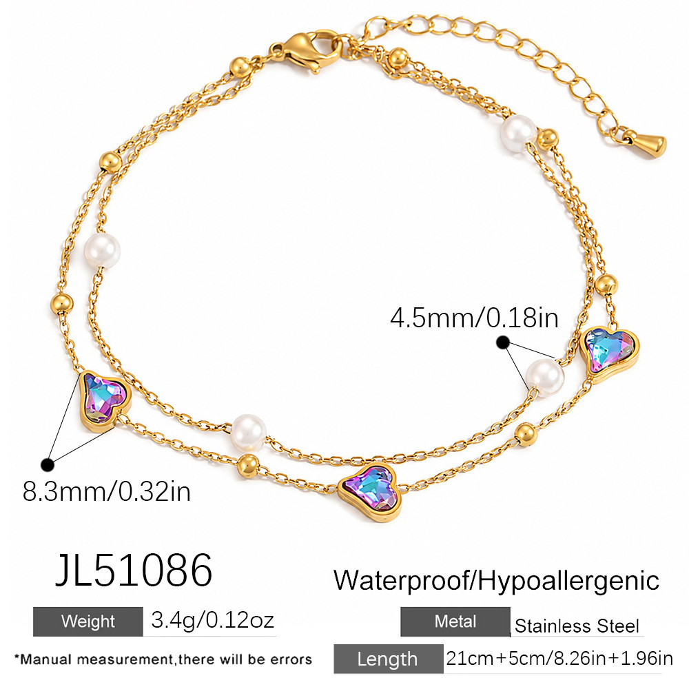 Chaîne De Cheville Simple Series Vacation Heart Chain En Acier Inoxydable Étanche Couleur Or 