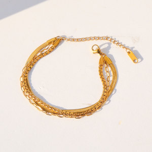 Bracelet Chaîne Classique Simple Series En Acier Inoxydable Étanche Couleur Or Pour Femme h5 