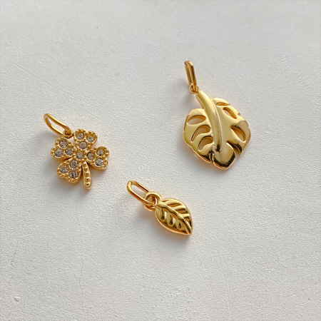 Pendentifs pour femmes en acier inoxydable, couleur or, motif feuille à faire soi-même, série classique 2