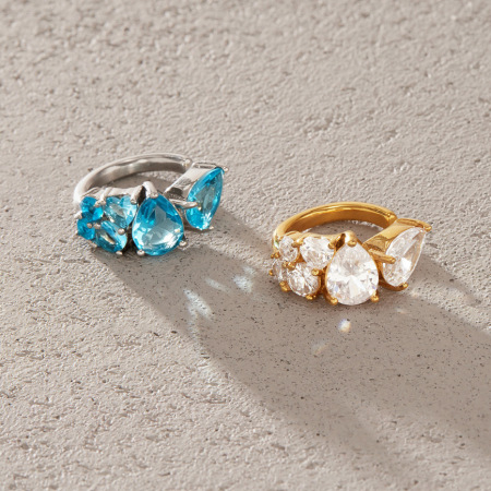 Boucles d'oreilles manchette pour femme, style punk, forme irrégulière, acier inoxydable, couleur or, zircon, étanches.