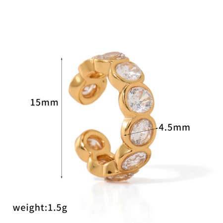 Boucles d'oreilles manchette pour femmes en acier inoxydable étanche, couleur or, ornées de strass