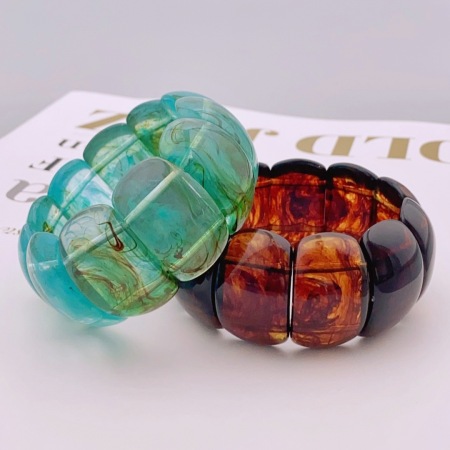 Bracelets en résine à perles de forme géométrique rétro pour femmes
