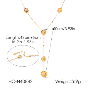 Colliers Pendentifs Pour Femmes Simple Series Daily Flower En Acier Inoxydable Étanche Couleur Or Avec Zircon h5 Image2