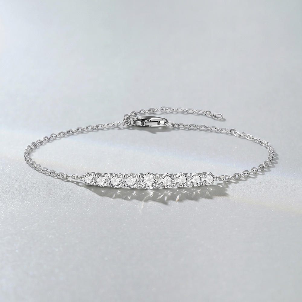Bracelet Élégant En Argent Sterling 925 Couleur Or Et Moissanite Pour Femme, Collection Simple Series. h5Image3