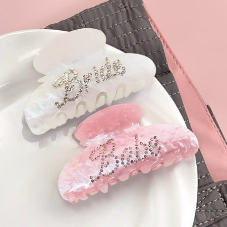 Pinces à cheveux en strass acrylique, collection Simple Series Sweet Letter, couleur unie dégradée