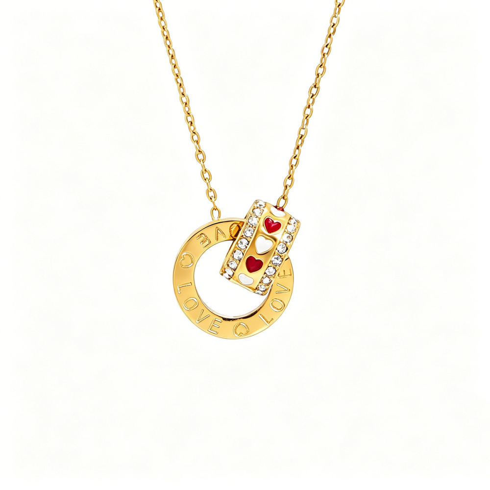 Colliers Pendentifs En Acier Inoxydable Couleur Or, Motif Teckel Mignon En Forme De Cœur, Collection Simple Series Image5