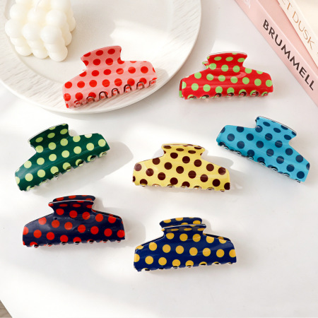 Pinces à cheveux en PVC à pois multicolores de la série Simple Daily 2