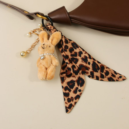 Porte-clés en tissu imprimé léopard, motif cœur et animal, collection Simple