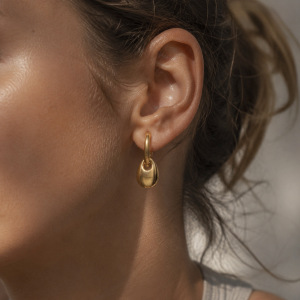 Boucles D'Oreilles Pendantes Pour Femme, Forme Elliptique, En Acier Inoxydable Doré Et Argenté, Étanches. h5 Image2